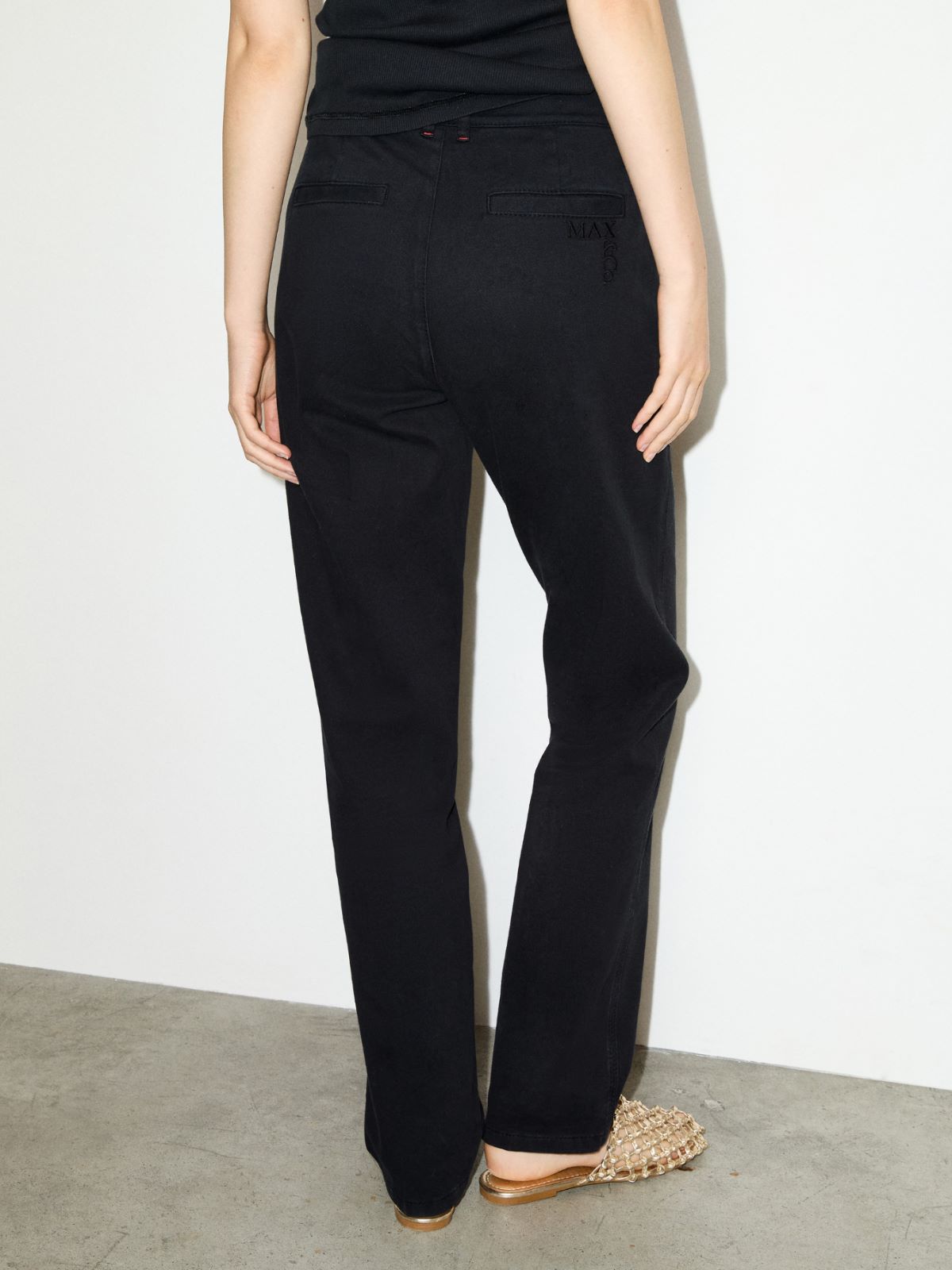 Pantalón de gabardina de algodón - NEGRO - MAX&Co.