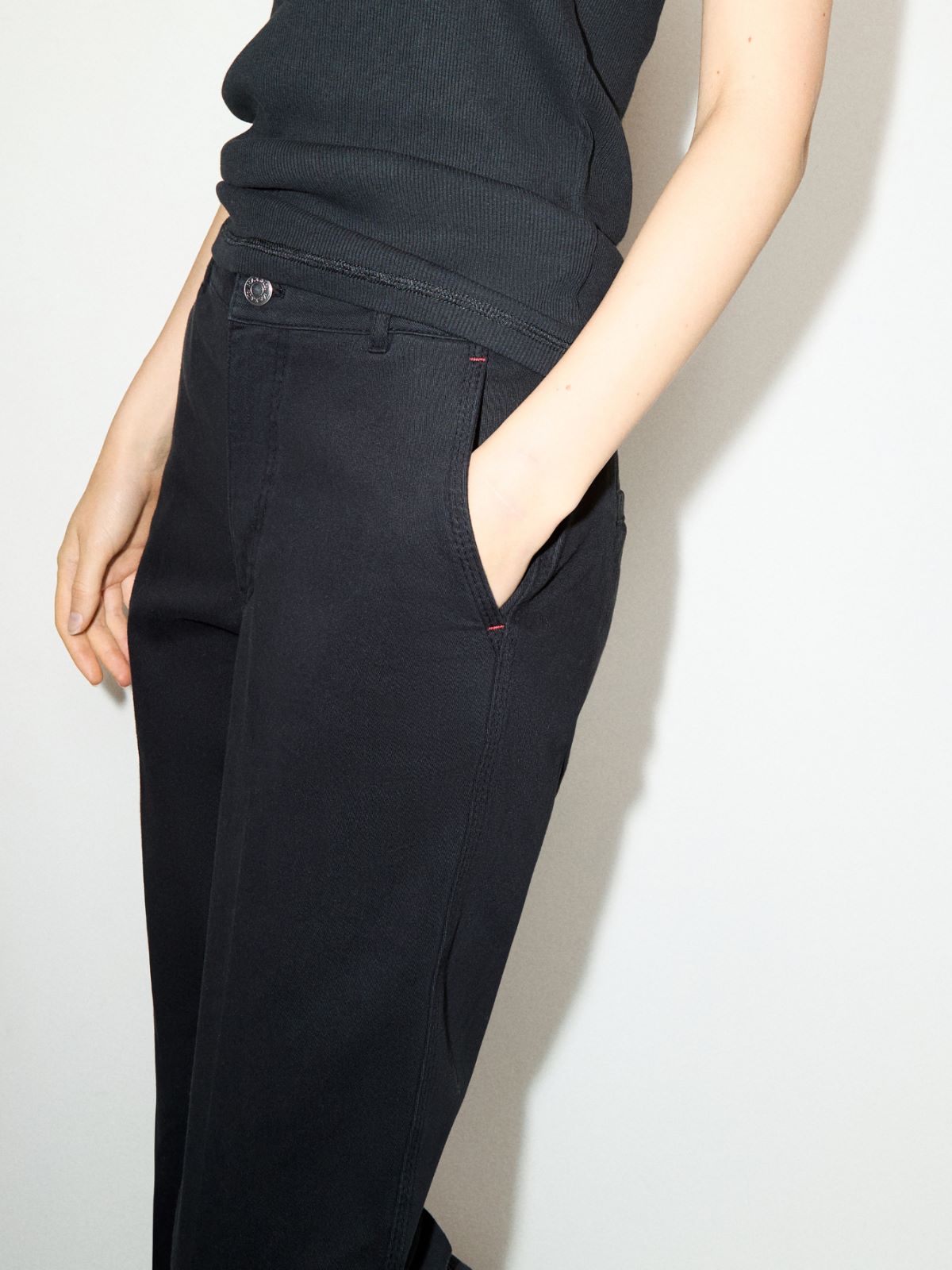 Pantalón de gabardina de algodón - NEGRO - MAX&Co.
