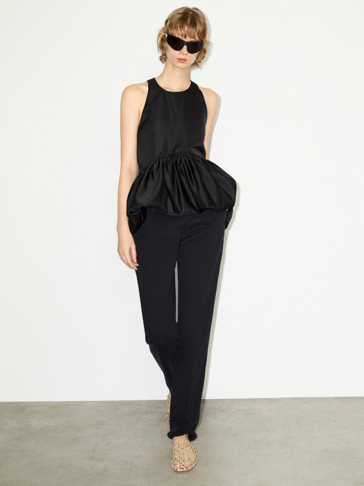 Pantalón de gabardina de algodón - NEGRO - MAX&Co.