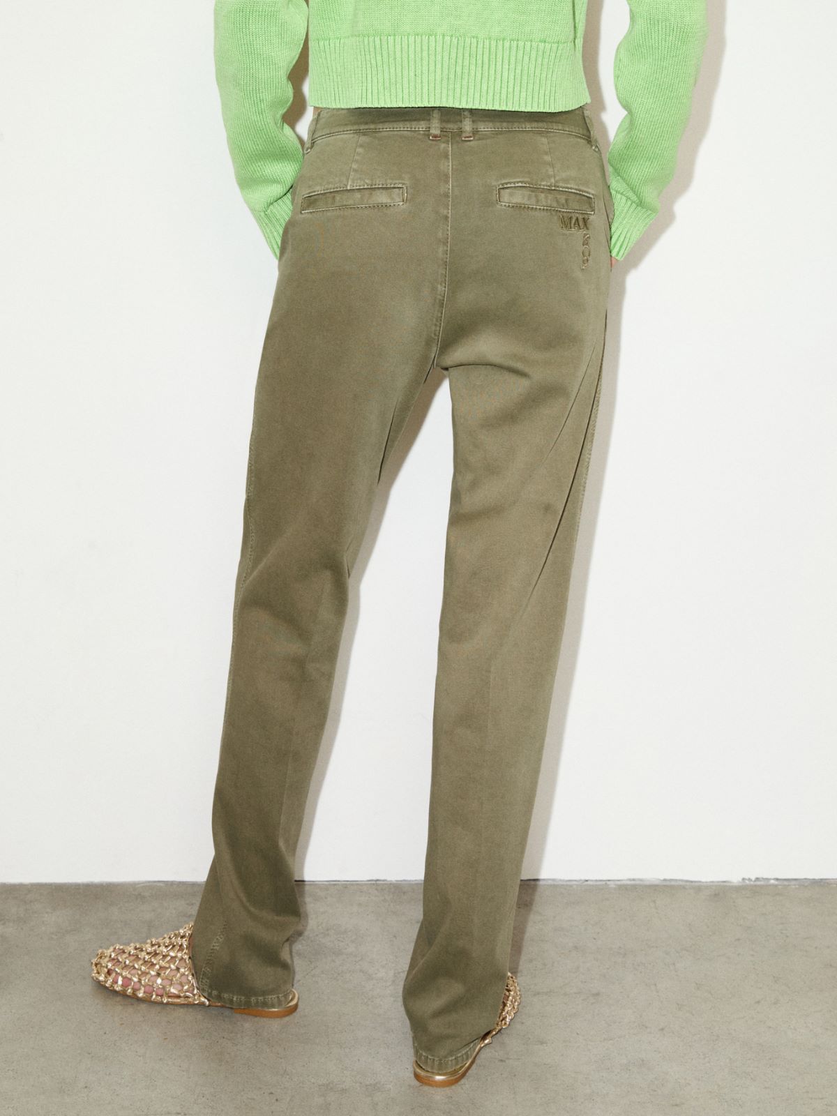 Pantalón de gabardina de algodón - VERDE MILITAR - MAX&Co.