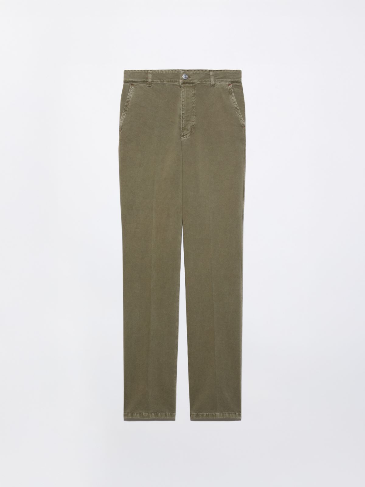 Pantalón de gabardina de algodón - VERDE MILITAR - MAX&Co.