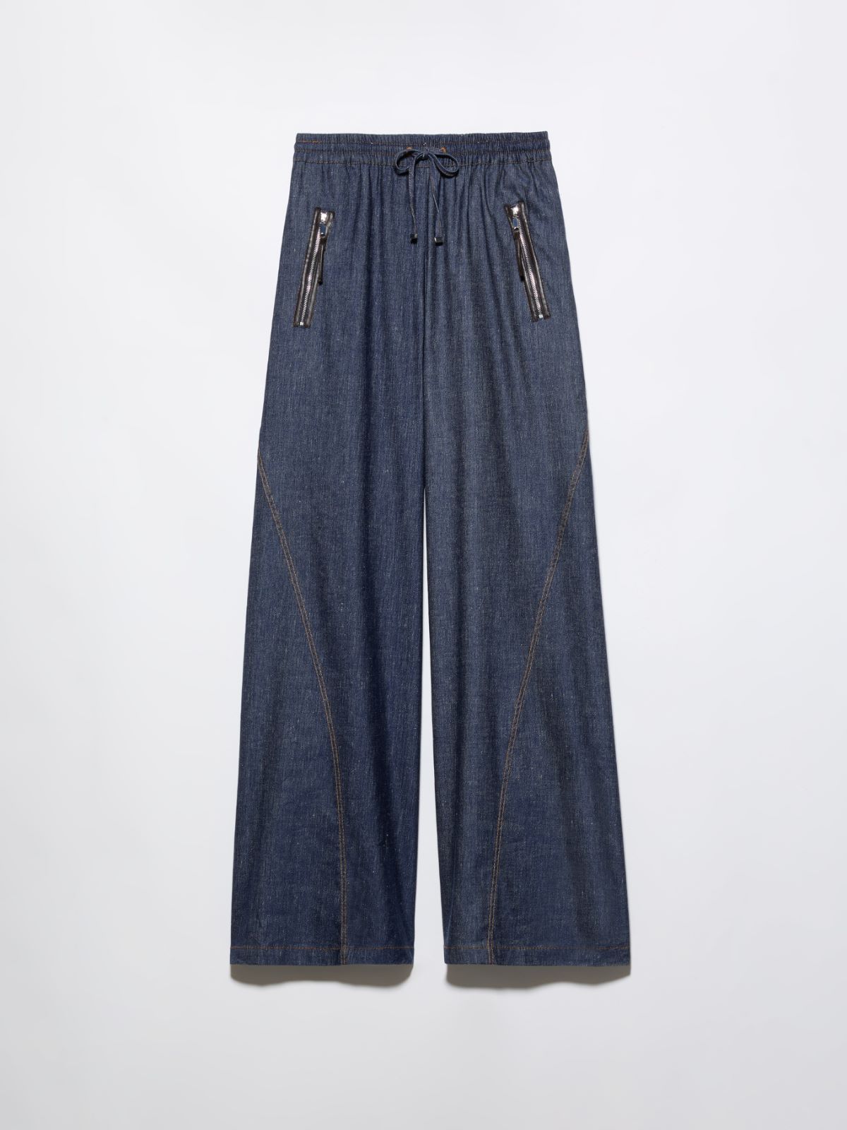 Pantalón deportivo de denim de algodón y lino - AZUL - MAX&Co.