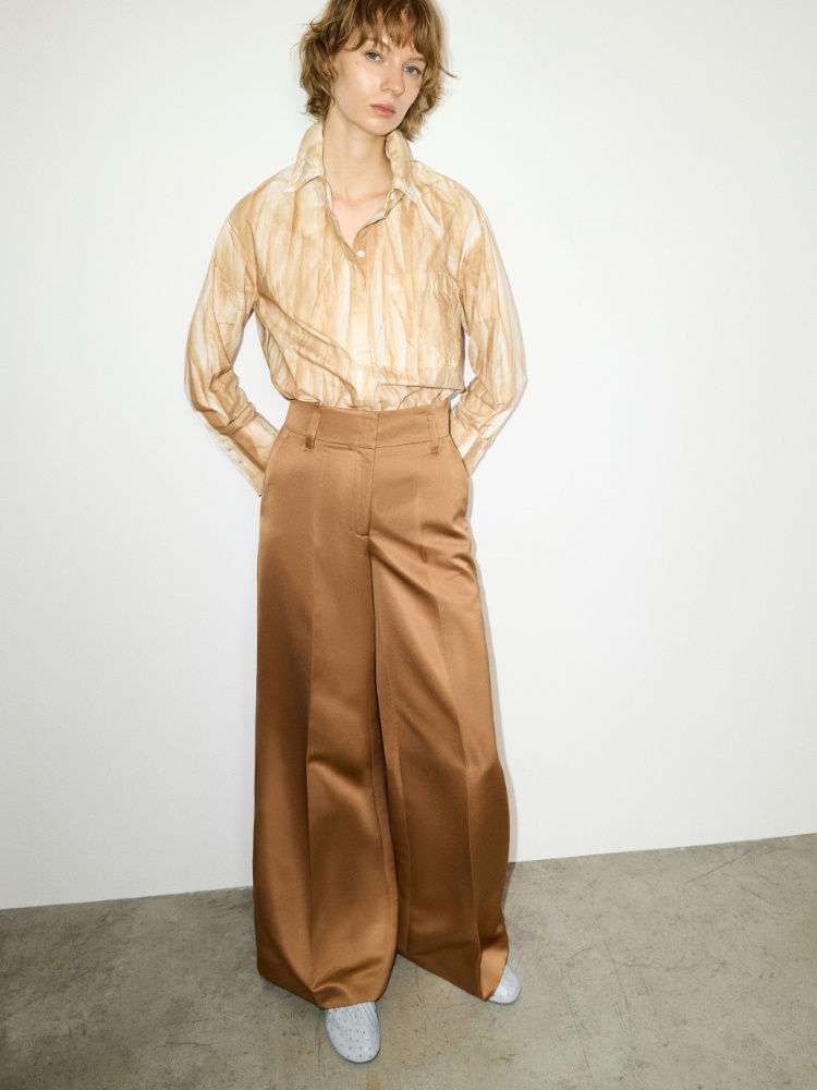 Pantalón de pernera ancha de satén duchesse - MAX&Co.