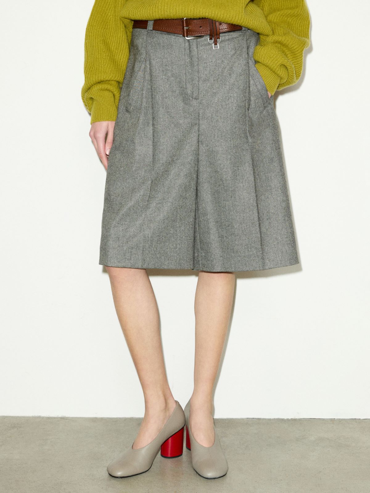 Flannel Bermuda shorts - BLACK - MAX&Co.