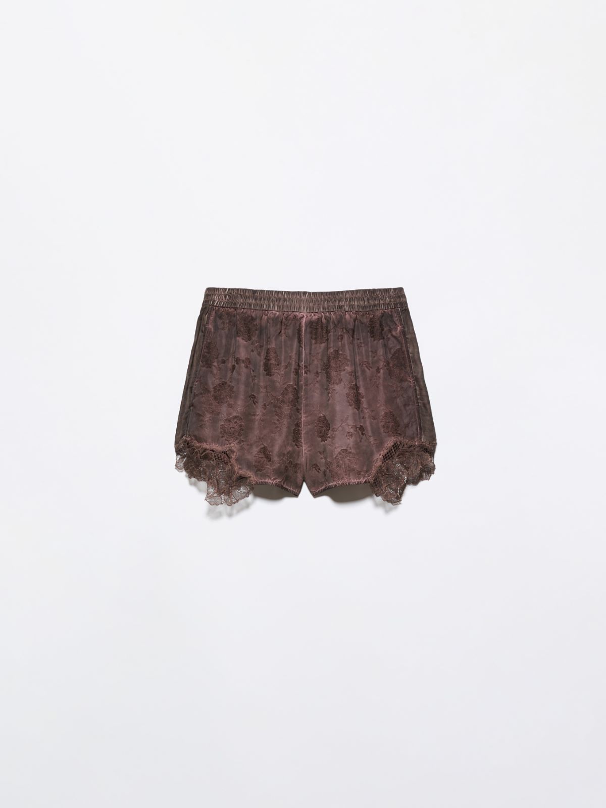 Pantalón corto de jacquard con encaje - CHOCOLATE - MAX&Co.