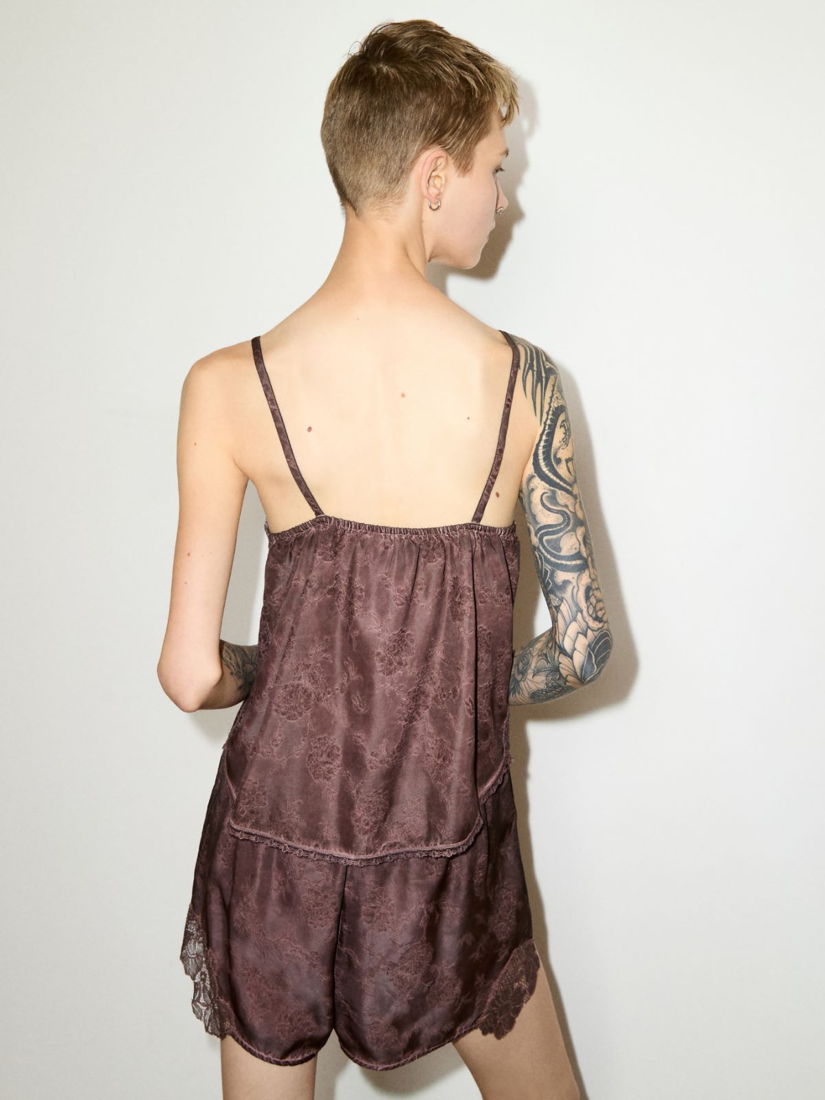 Top de jacquard con encaje - CHOCOLATE - MAX&Co.