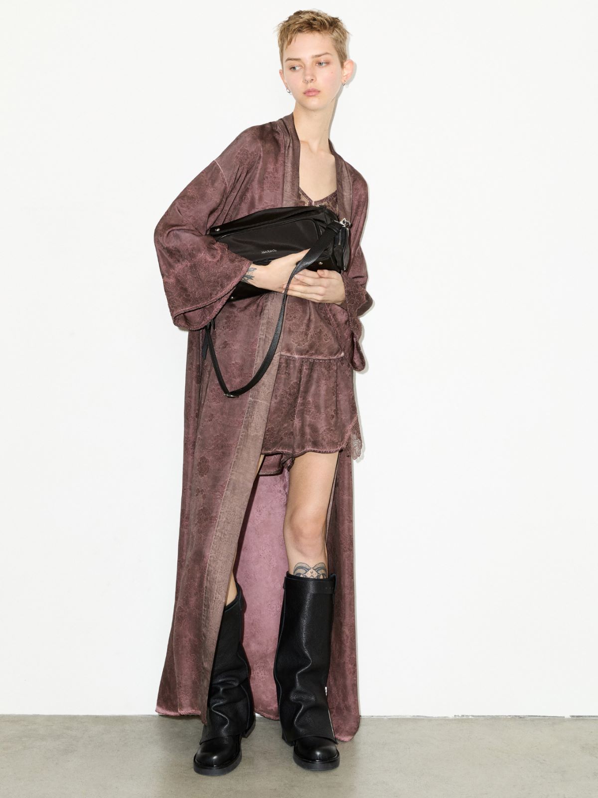 Top de jacquard con encaje - CHOCOLATE - MAX&Co.