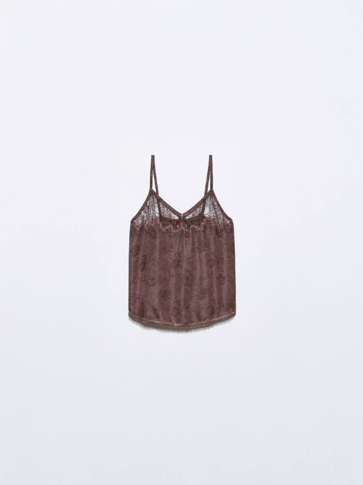 Top de jacquard con encaje - CHOCOLATE - MAX&Co.