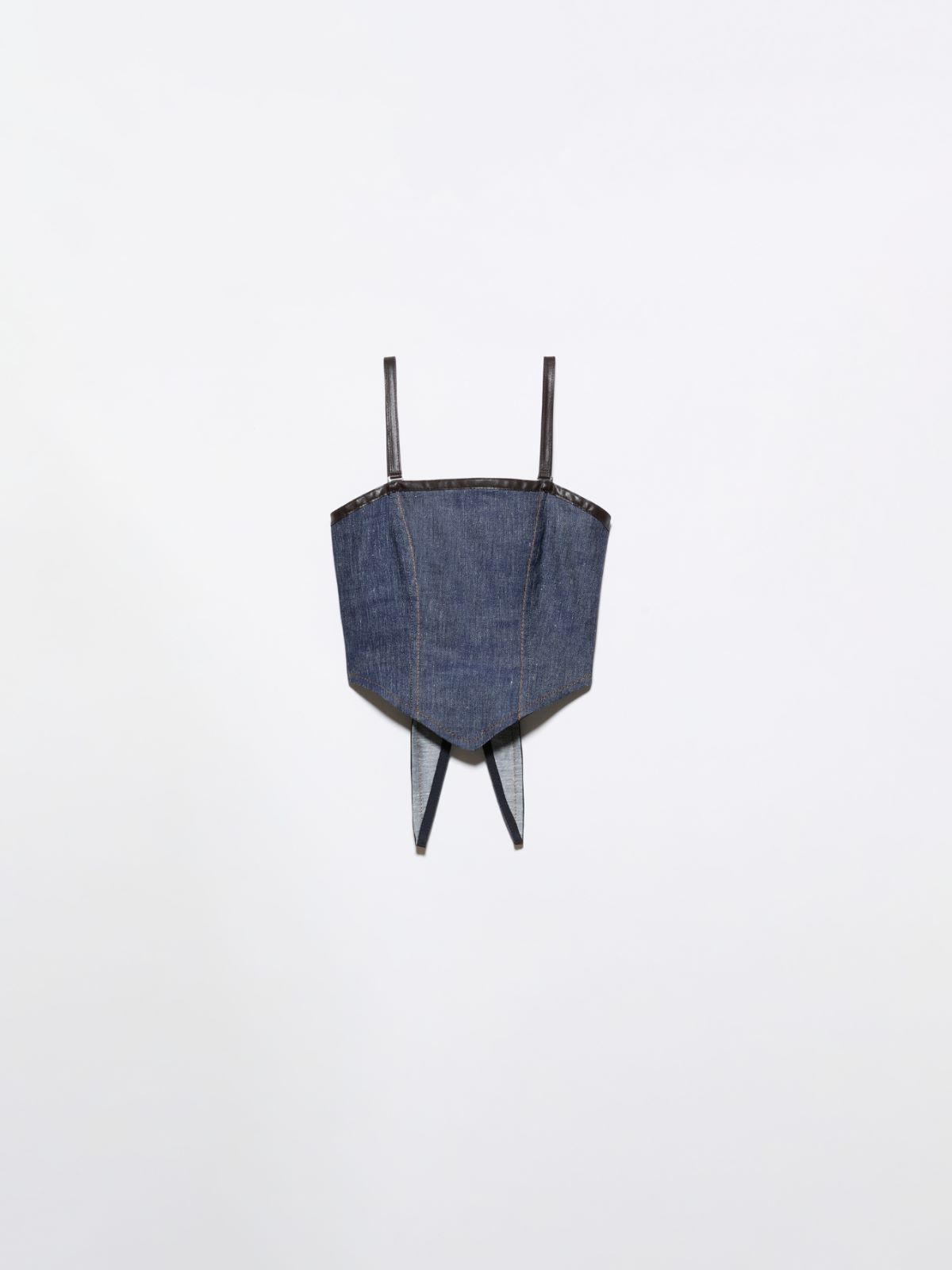 Cotton and linen denim top - NAVY - MAX&Co.