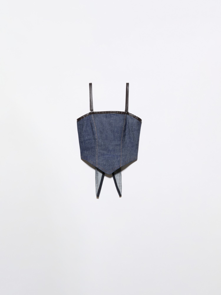 Cotton and linen denim top - NAVY - MAX&Co.