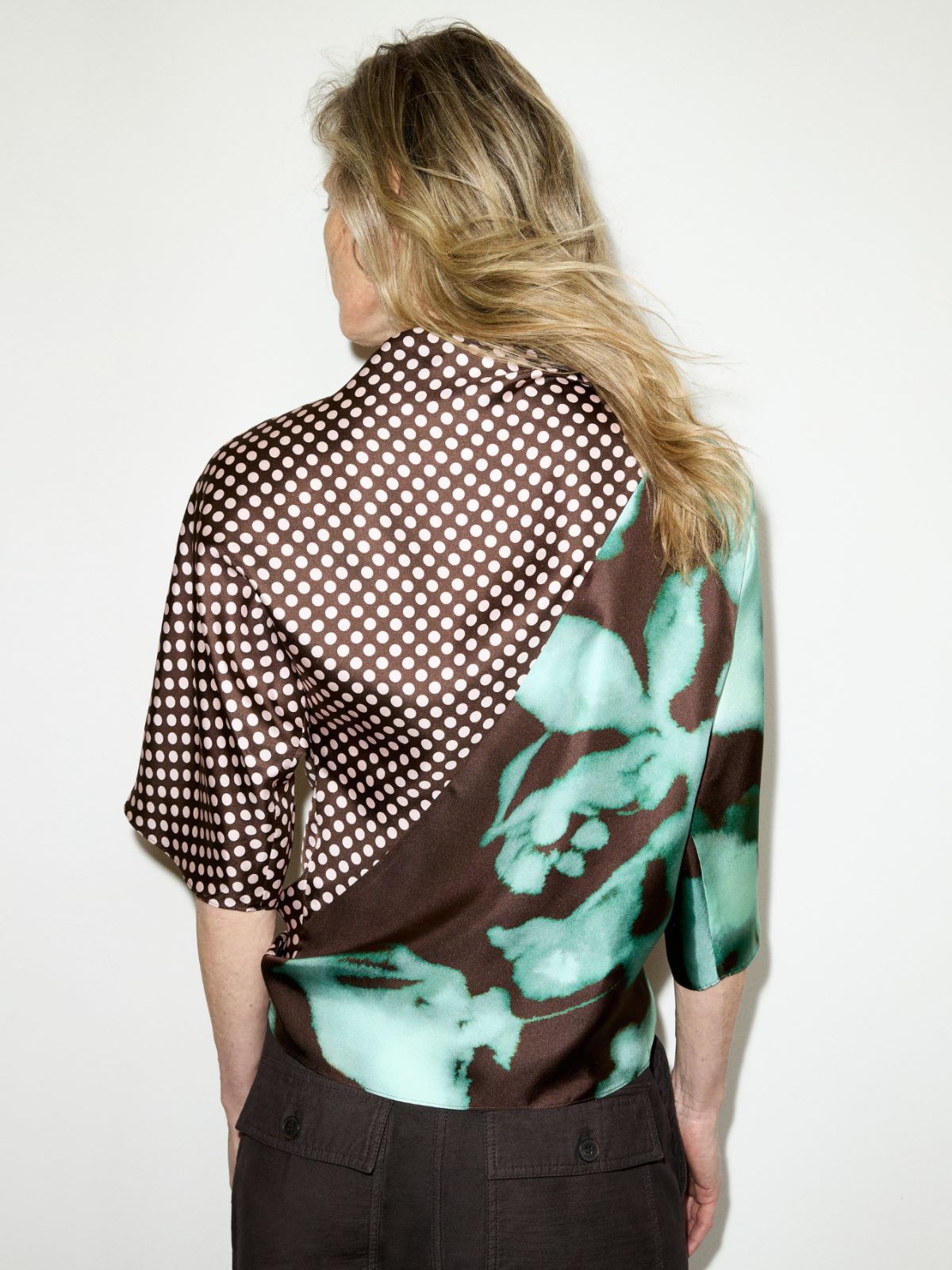 Knot silk-twill blouse - DARK BROWN - MAX&Co. - 2