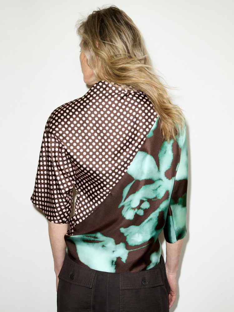 Knot silk-twill blouse - DARK BROWN - MAX&Co. - 2
