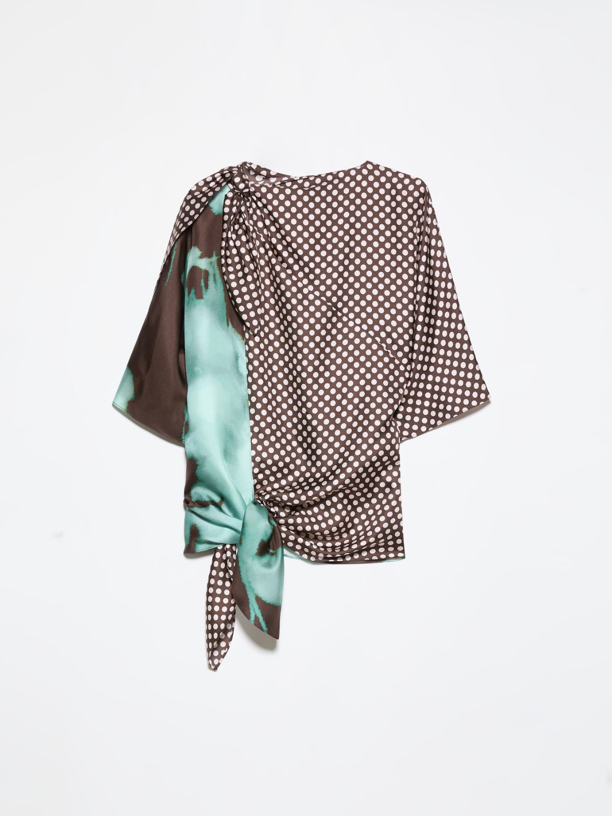 Knot silk-twill blouse - DARK BROWN - MAX&Co. - 5