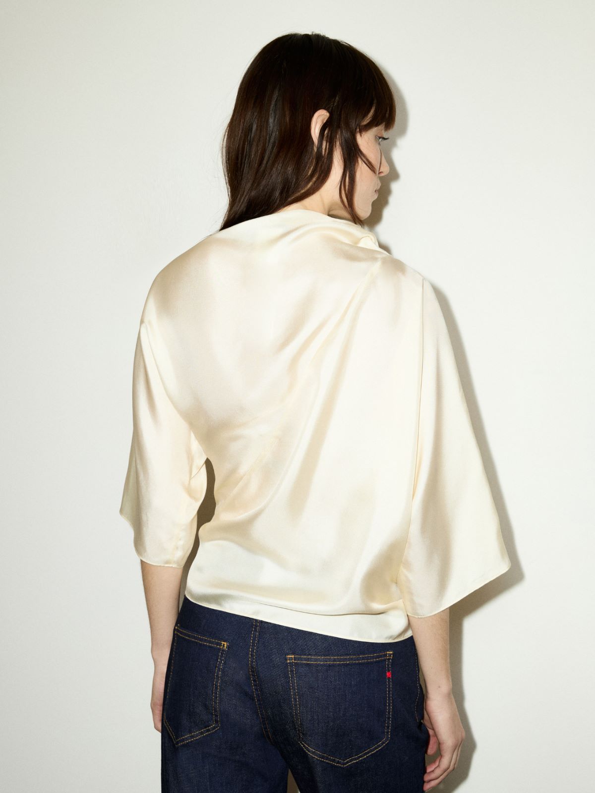 Knot silk-twill blouse - WOOL WHITE - MAX&Co. - 2