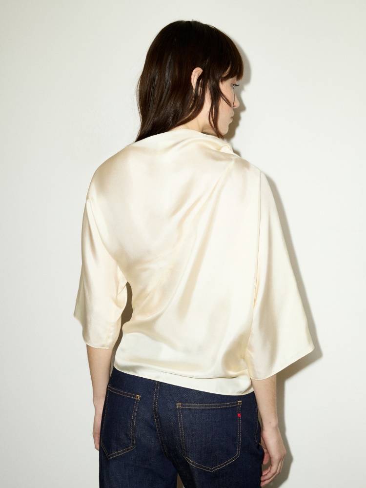 Knot silk-twill blouse - WOOL WHITE - MAX&Co. - 2