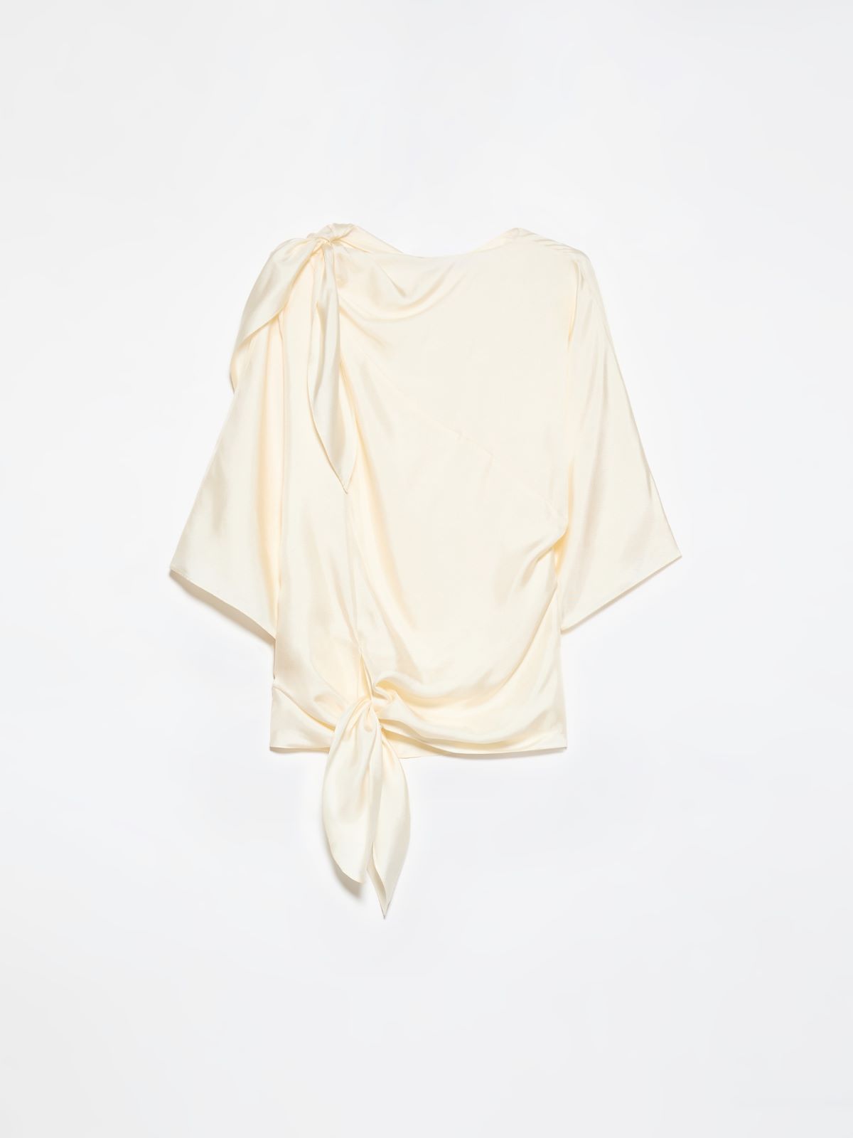 Knot silk-twill blouse - WOOL WHITE - MAX&Co. - 5