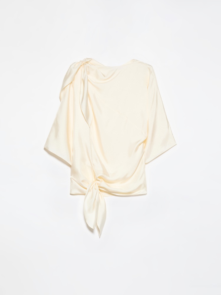 Knot silk-twill blouse - WOOL WHITE - MAX&Co. - 5