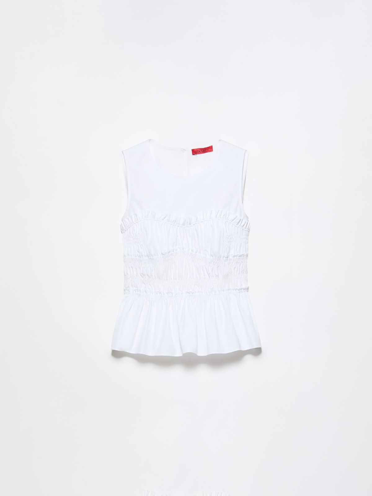 Top fruncido de popelina de algodón - BLANCO OPTICO - MAX&Co.
