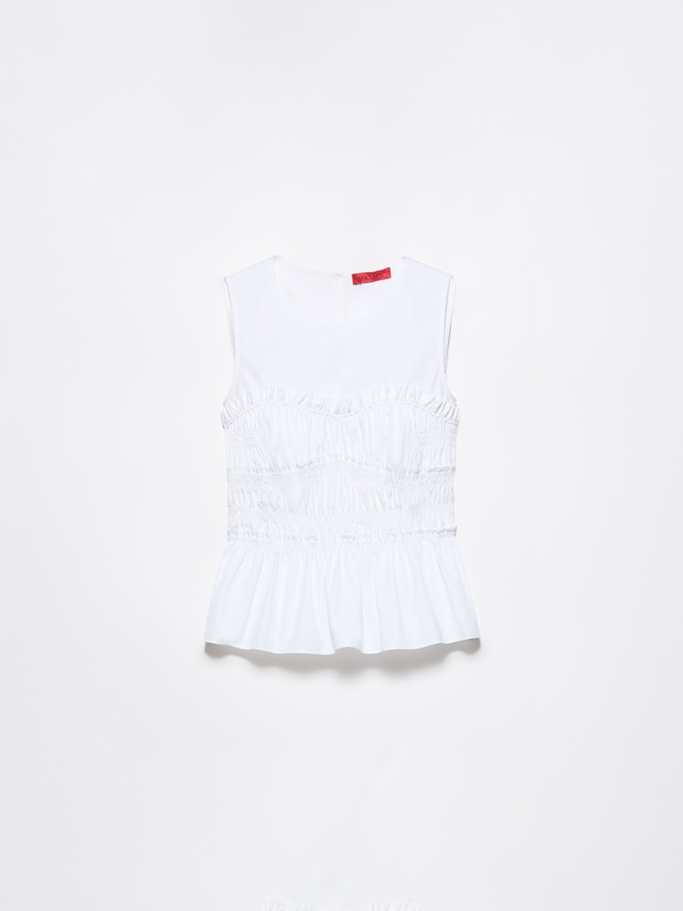 Top fruncido de popelina de algodón - BLANCO OPTICO - MAX&Co.
