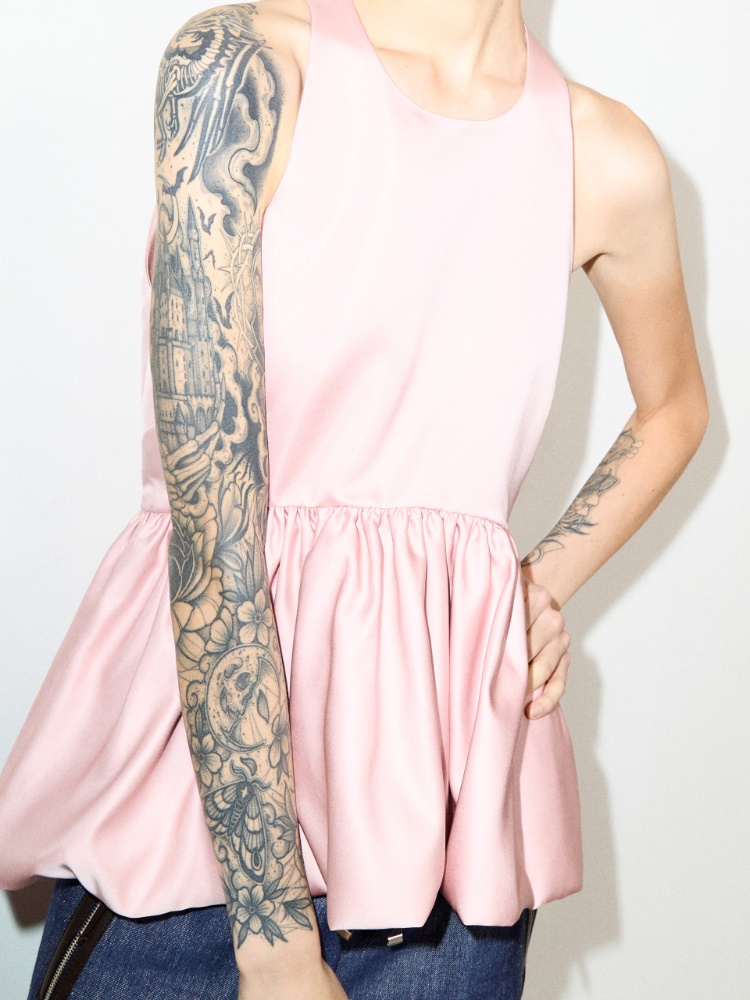 Peplum duchesse satin top - PINK - MAX&Co.