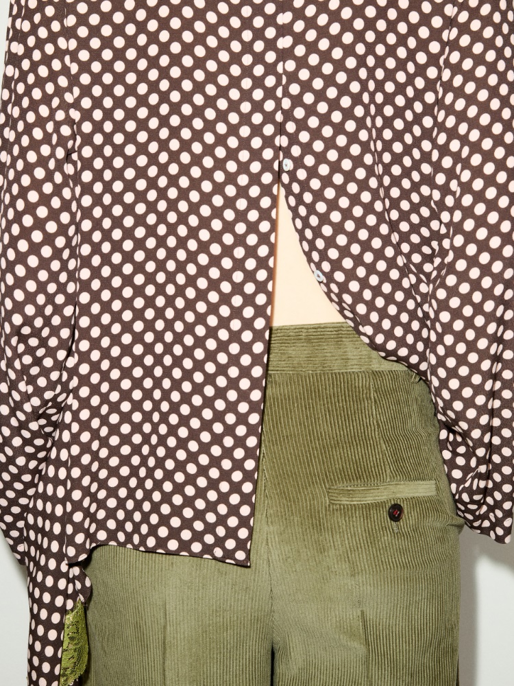 Lace trim asymmetric blouse - DARK BROWN - MAX&Co. - 4