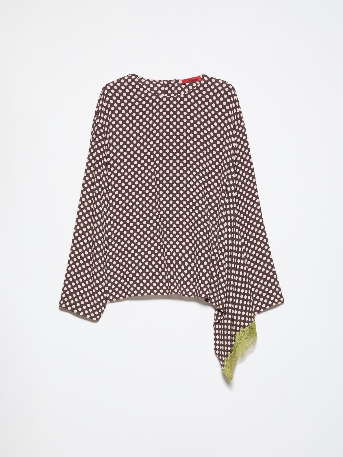 Lace trim asymmetric blouse - DARK BROWN - MAX&Co. - 6