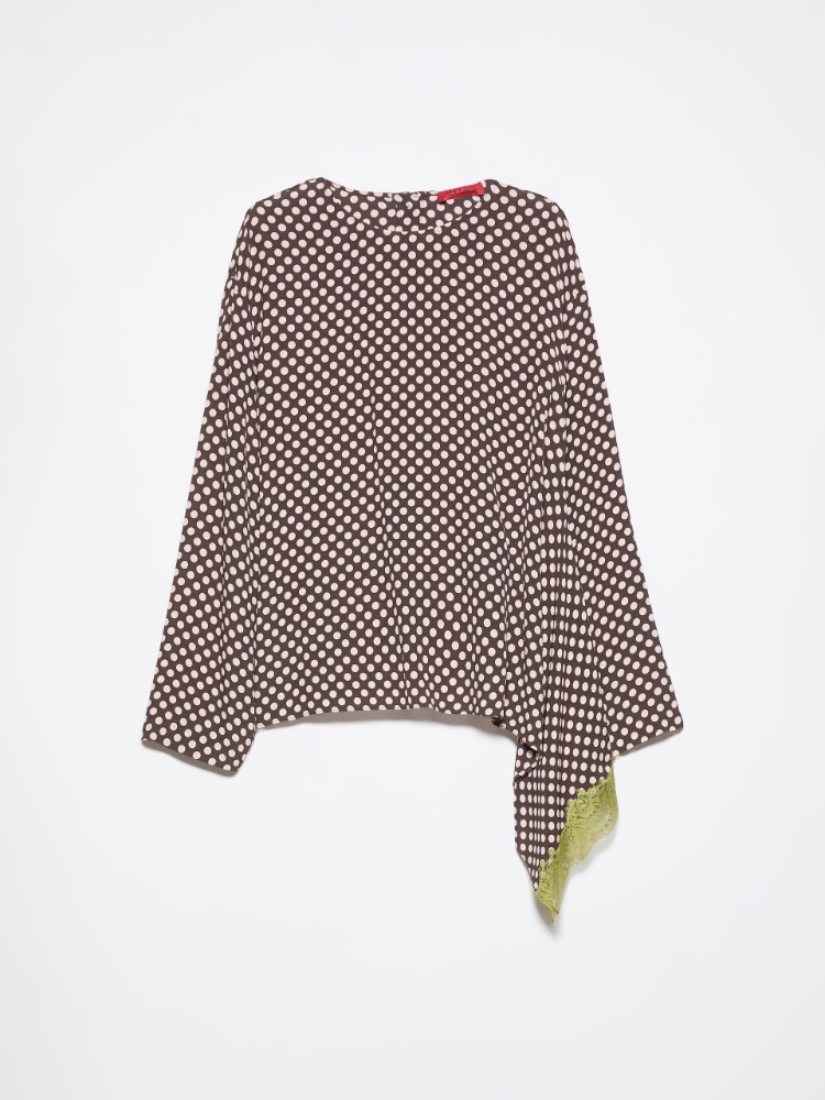 Lace trim asymmetric blouse - DARK BROWN - MAX&Co. - 6