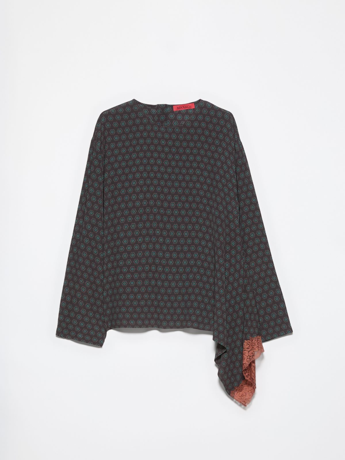Lace trim asymmetric blouse - BROWN - MAX&Co.
