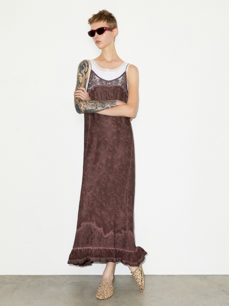 Lace-trimmed jacquard maxi dress - MAX&Co. - 4