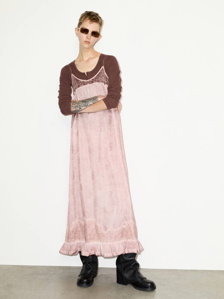 Lace-trimmed jacquard maxi dress - MAX&Co. - 5