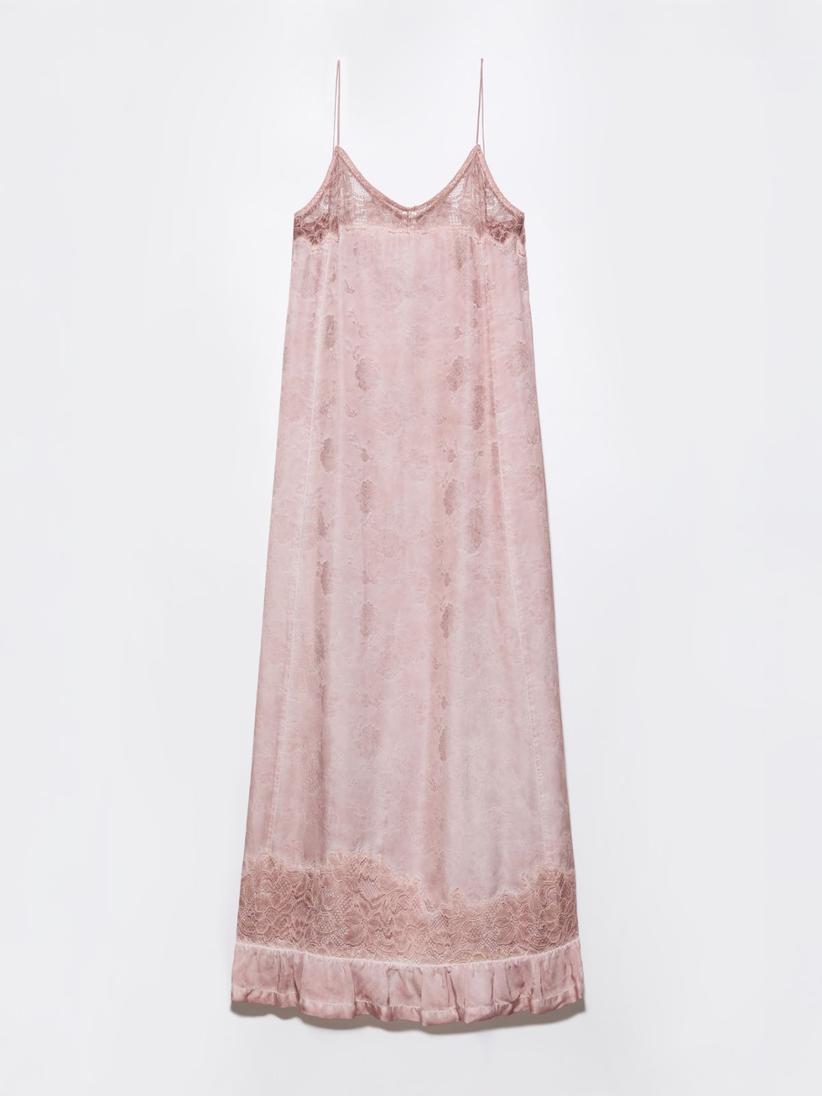 Lace-trimmed jacquard maxi dress - PINK - MAX&Co.