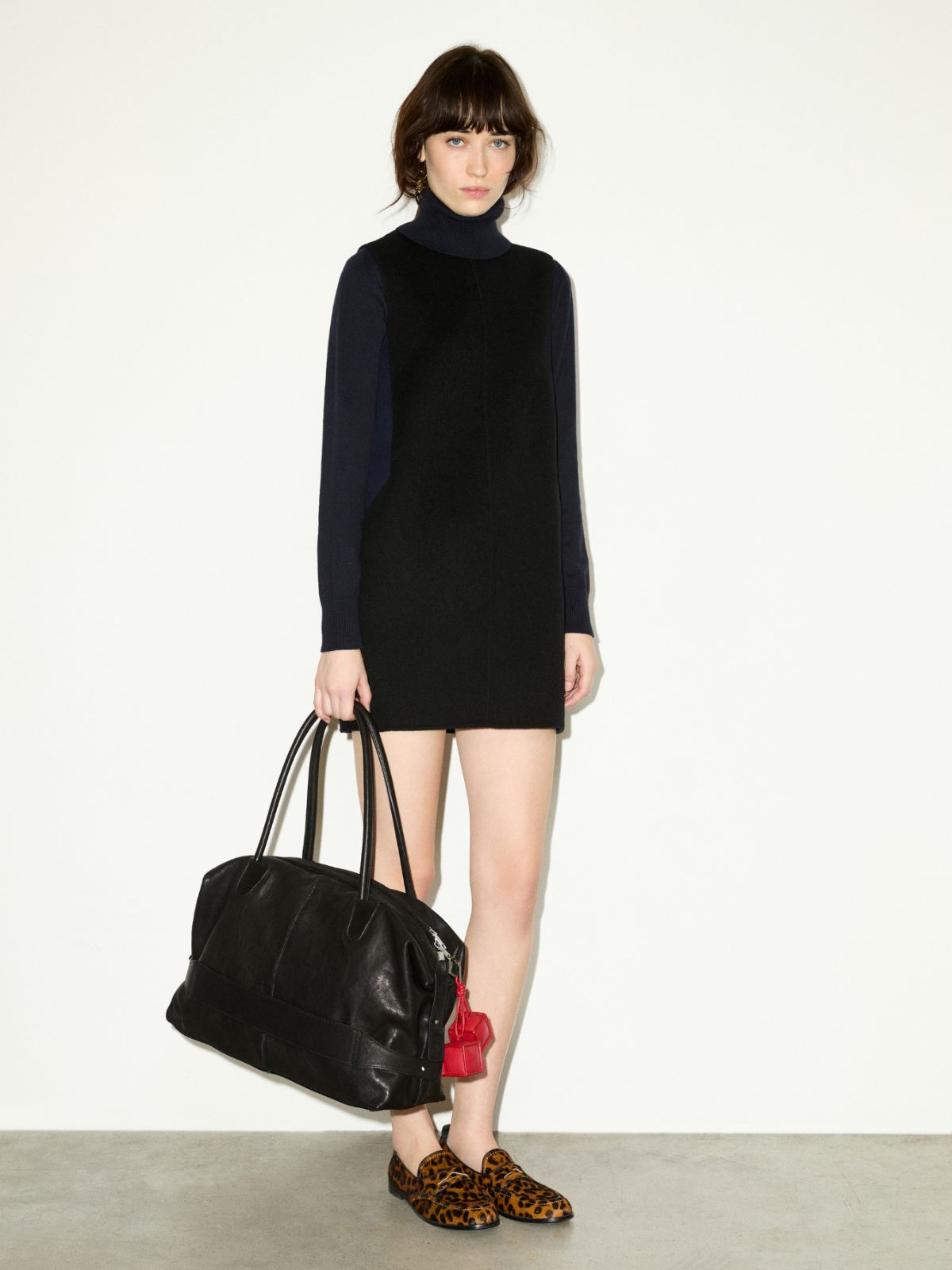 Double-woven wool tunic dress - BLACK - MAX&Co. - 4