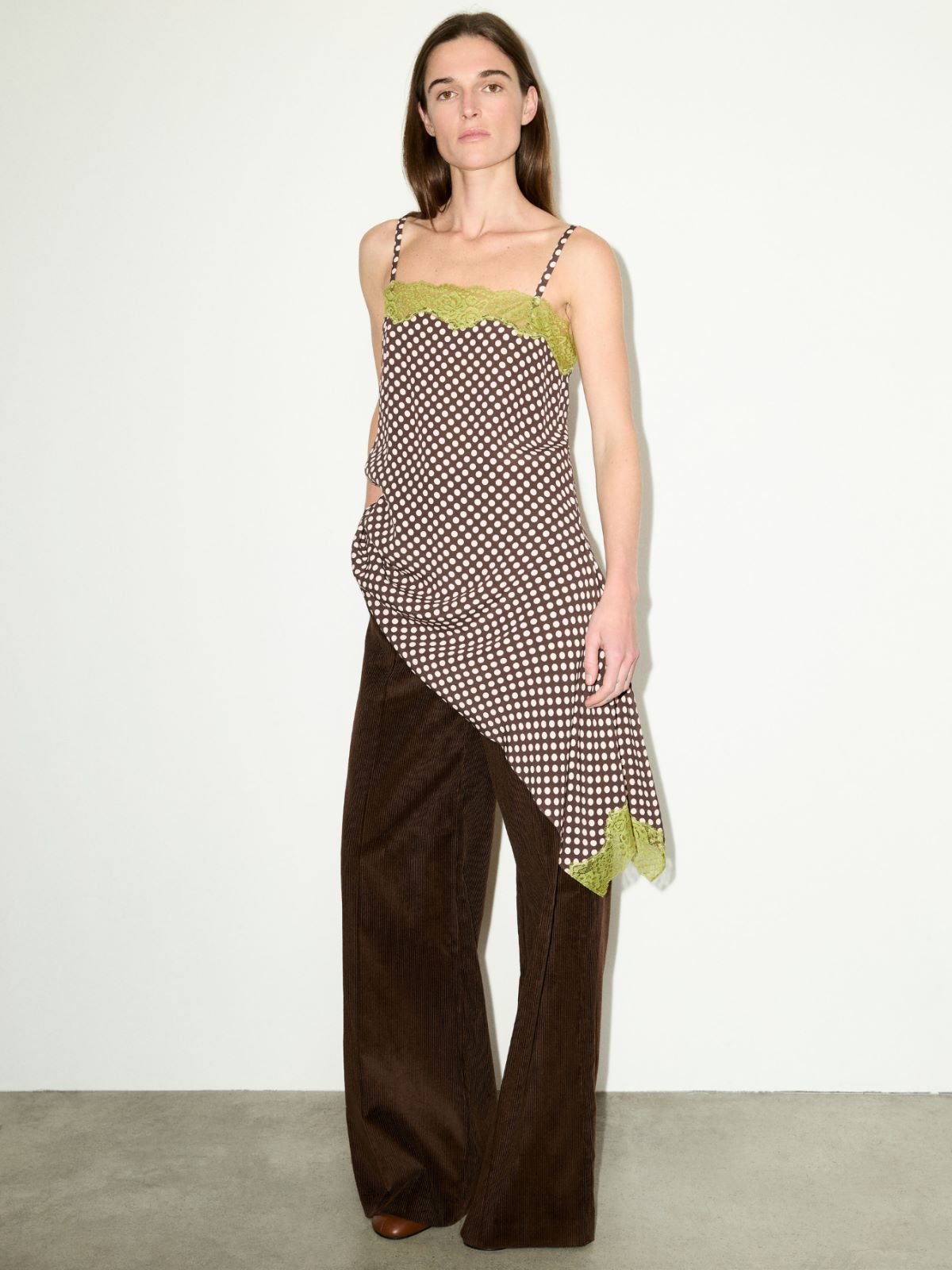 Lace-trimmed slip dress - DARK BROWN - MAX&Co. - 5