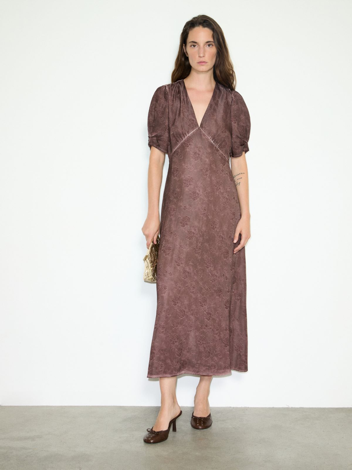 Floral jacquard dress - CHOCOLATE - MAX&Co. - 4