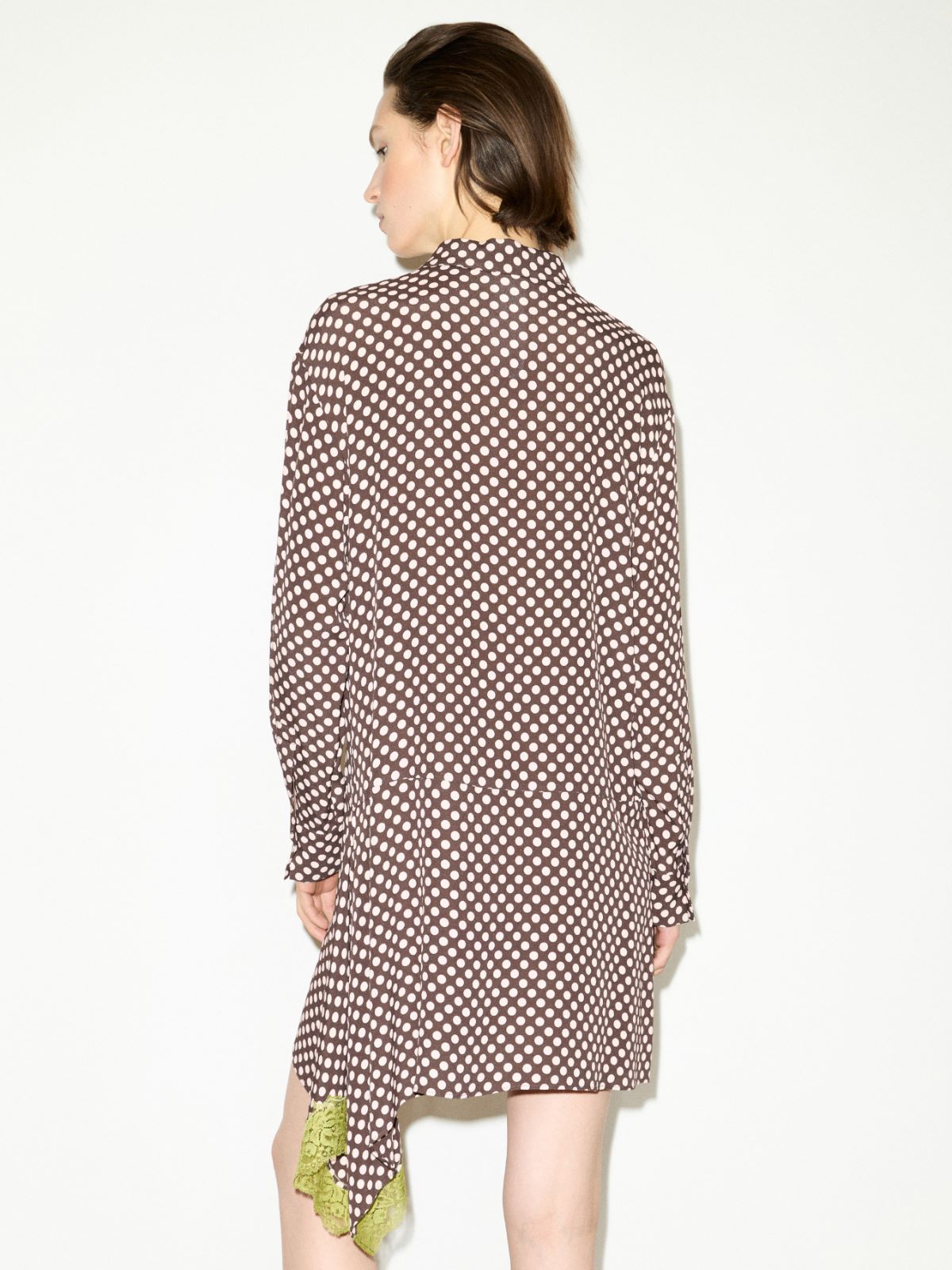 Lace-trimmed tunic dress - DARK BROWN - MAX&Co. - 2