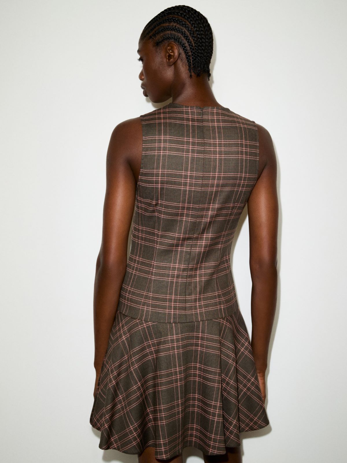 Checked wool-blend mini dress - BROWN - MAX&Co. - 2