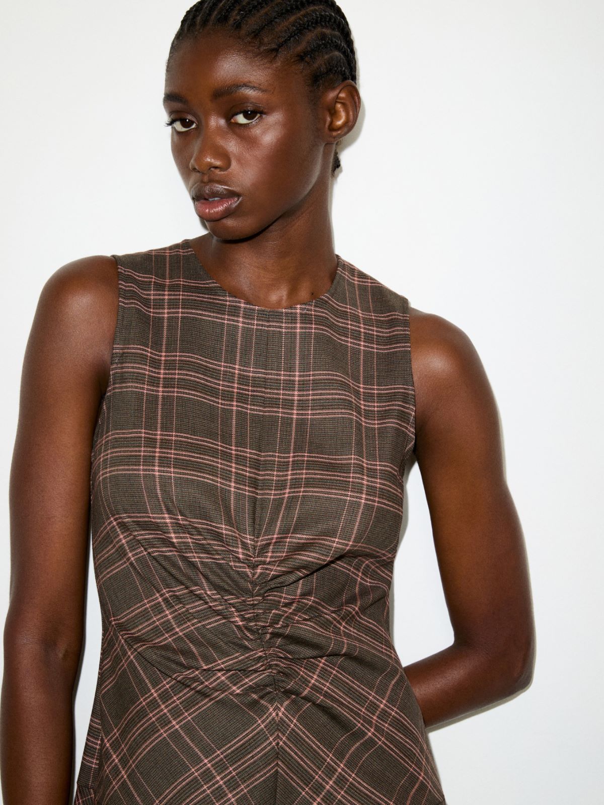 Checked wool-blend mini dress - BROWN - MAX&Co. - 3