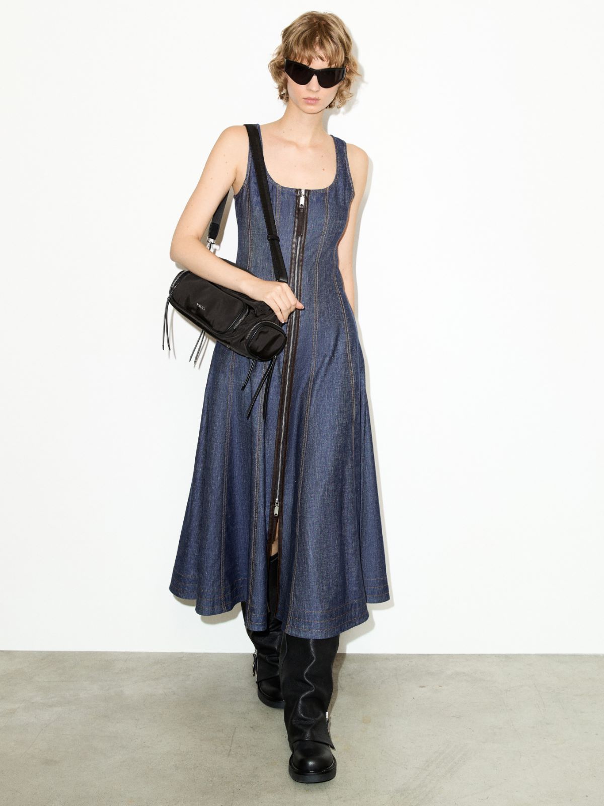 [オヴァッタ]  コットン リネン デニム ドレス - NAVY - MAX&Co. - 4