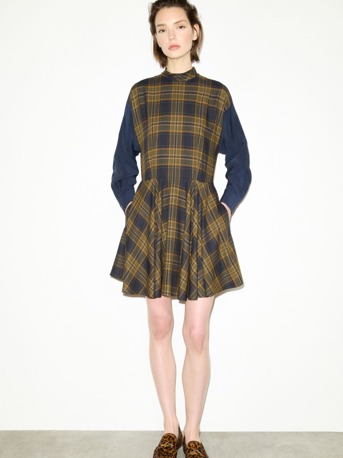 Checked mini dress - OLIVE - MAX&Co.