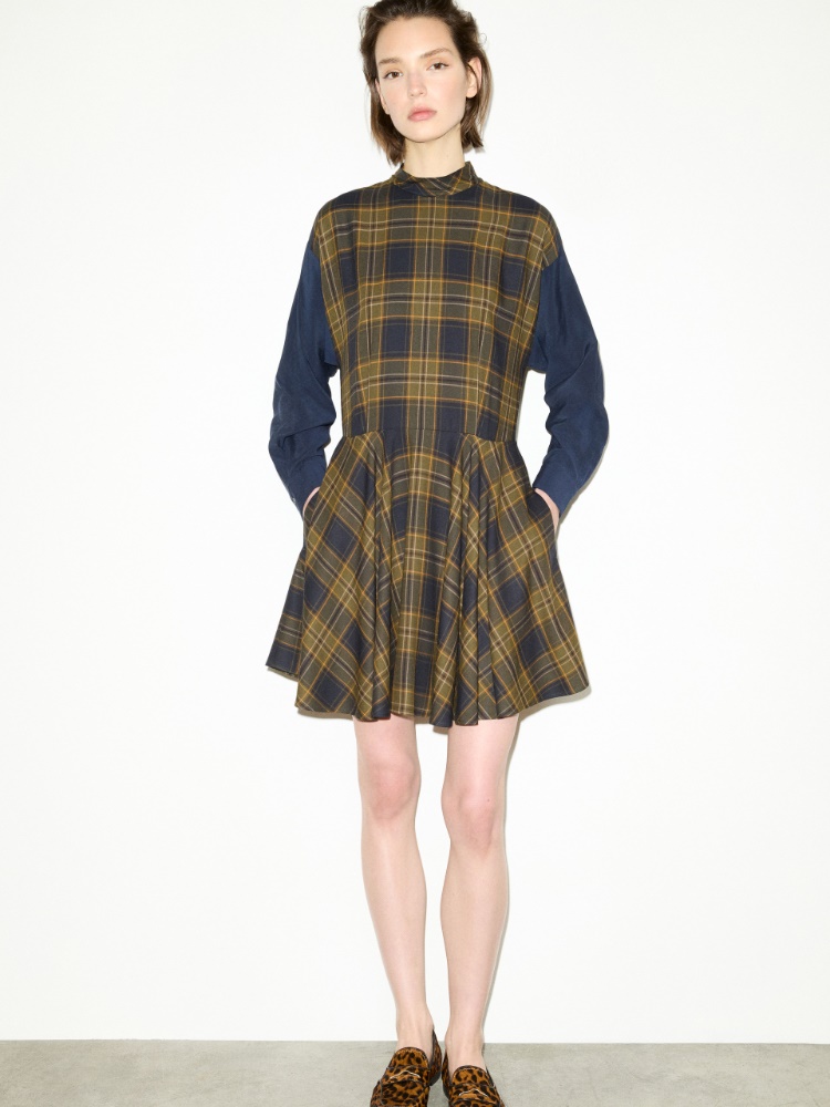 Checked mini dress - OLIVE - MAX&Co.