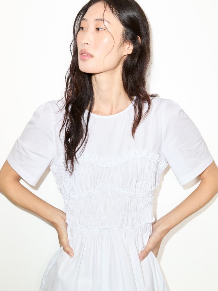 Ruched cotton-poplin midi dress - MAX&Co. - 3