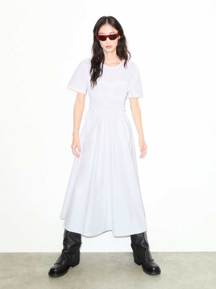 Ruched cotton-poplin midi dress - MAX&Co. - 5