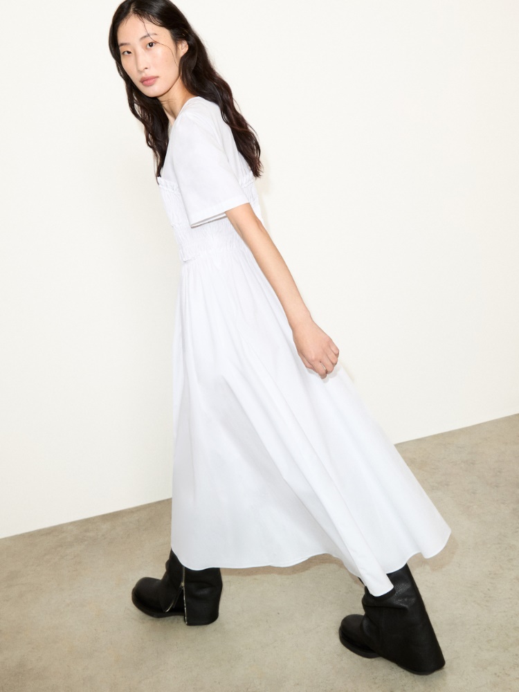 Ruched cotton-poplin midi dress - MAX&Co. - 4