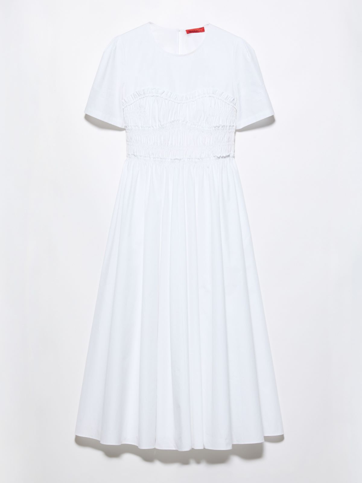 Ruched cotton-poplin midi dress - OPTICAL WHITE - MAX&Co.