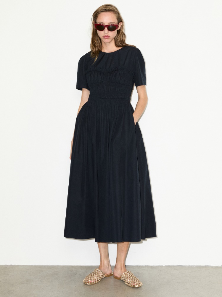 Ruched cotton-poplin midi dress - MAX&Co. - 5