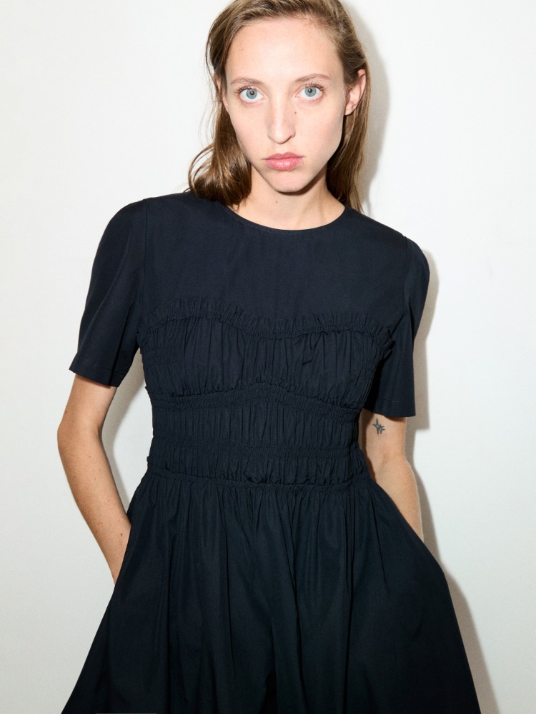 Ruched cotton-poplin midi dress - MAX&Co. - 4