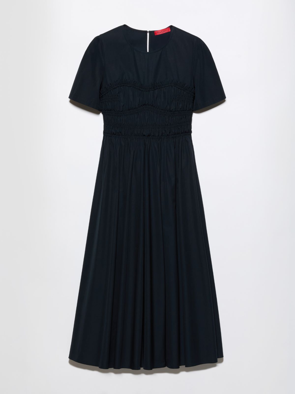 Ruched cotton-poplin midi dress - BLACK - MAX&Co.