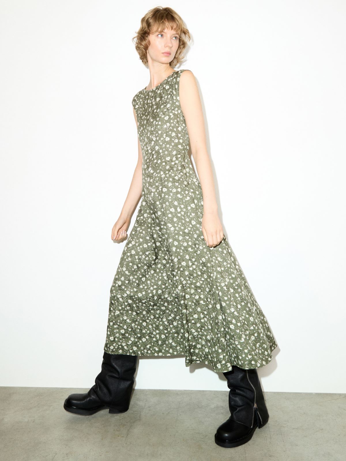 Floral jacquard midi dress - KAKI - MAX&Co. - 5