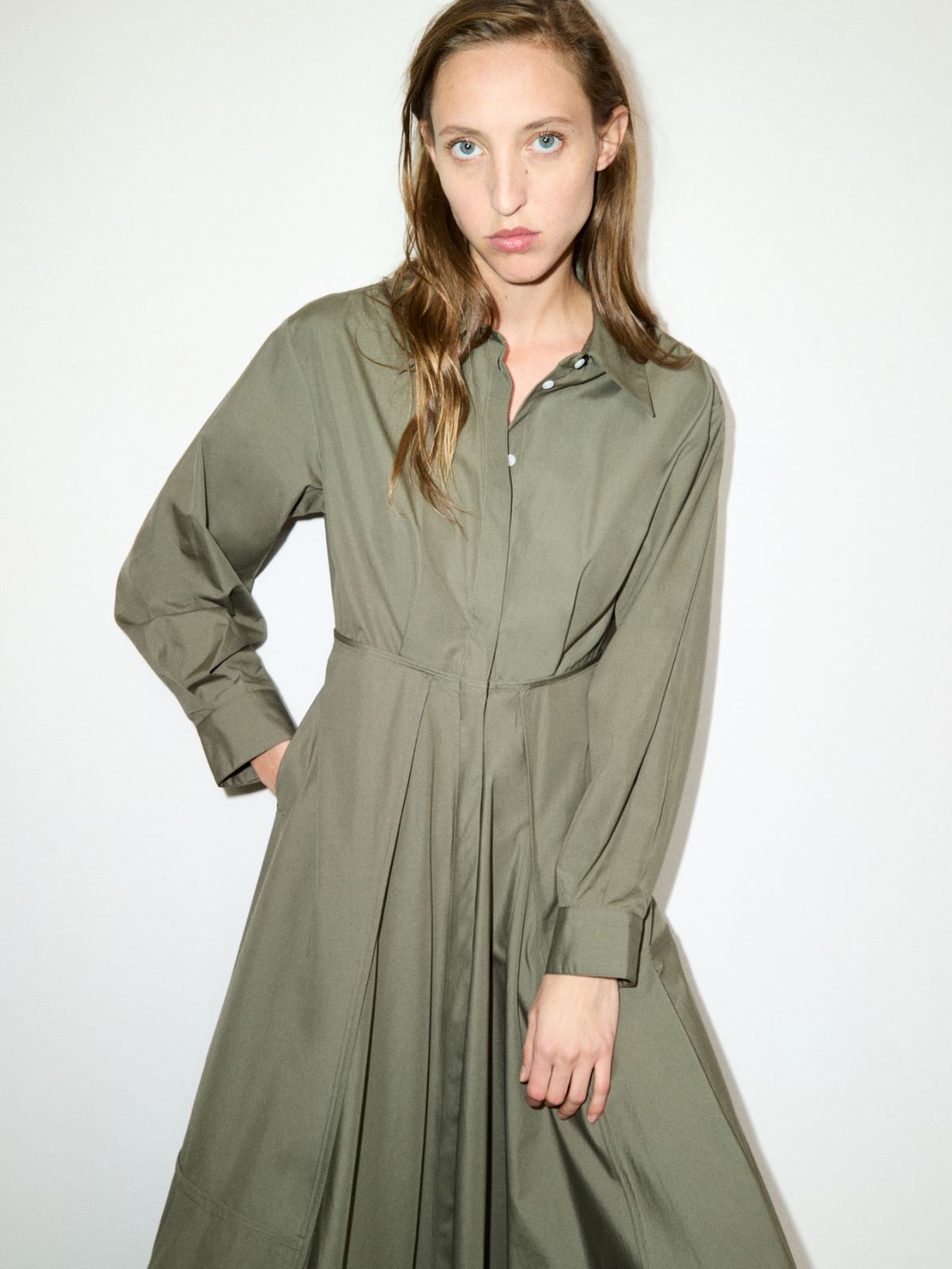 Cotton-poplin shirt dress - LODEN GREEN - MAX&Co.