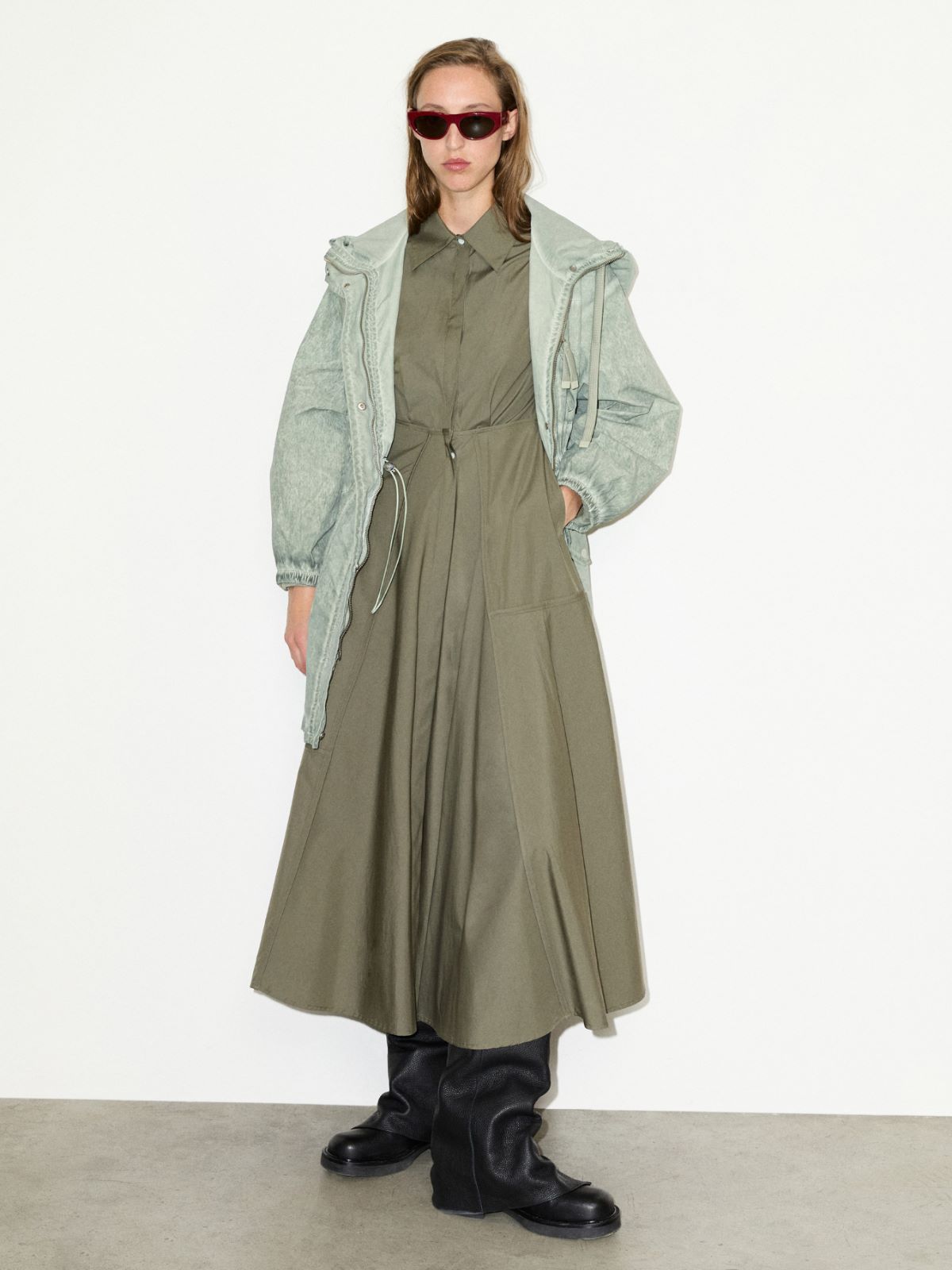 Cotton-poplin shirt dress - LODEN GREEN - MAX&Co.